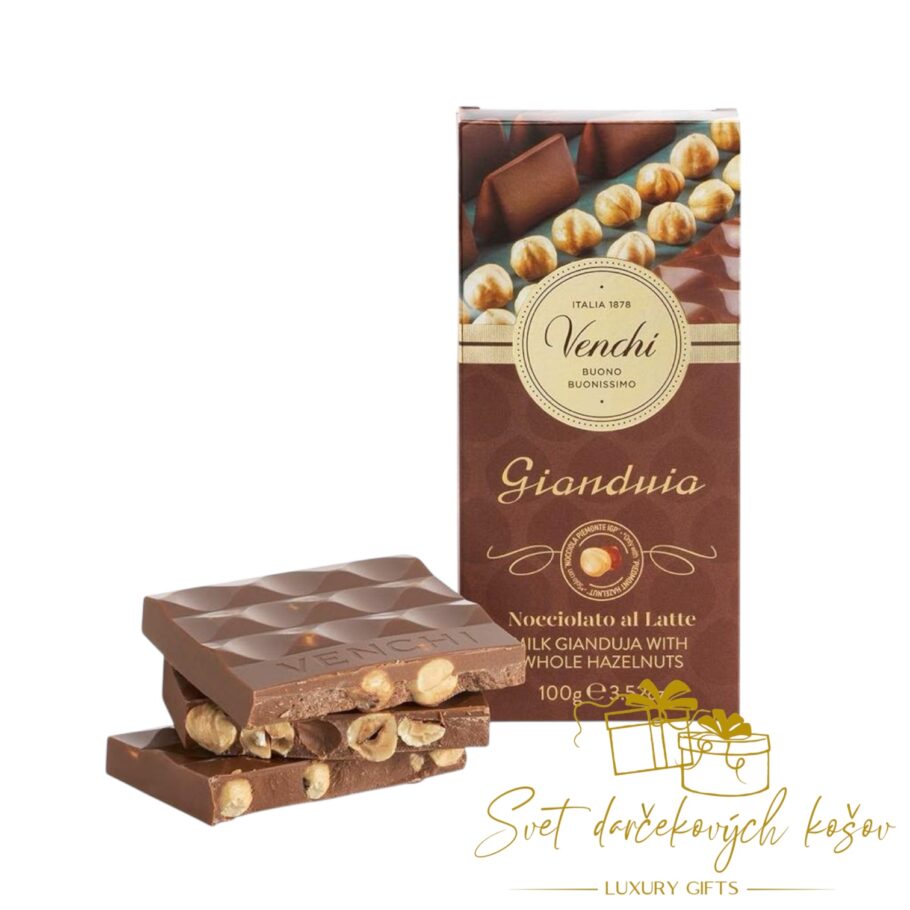 Venchi mliečna lieskovooriešková čokoláda Gianduia 100g Taliansko